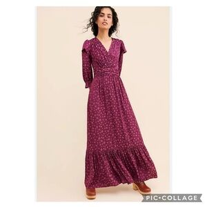 Gal Meets Glam Cassandra Eggplant Posey Jaquard Maxi Dress Size 4